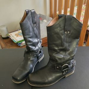 Eddie Bauer Black Leather Moto Motorcycle Harness Boots